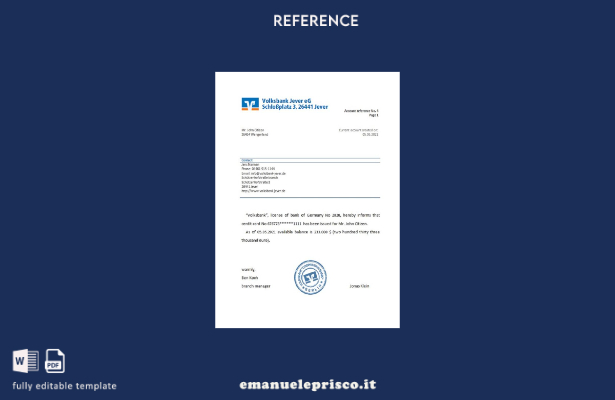 modello di riferimento della Volksbank tedesca in stile verificato